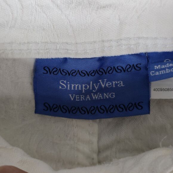 SimplyVera Vera Wang White Bermuda Shorts Womens 0 Textured Embossed Fabric - Picture 5 of 14